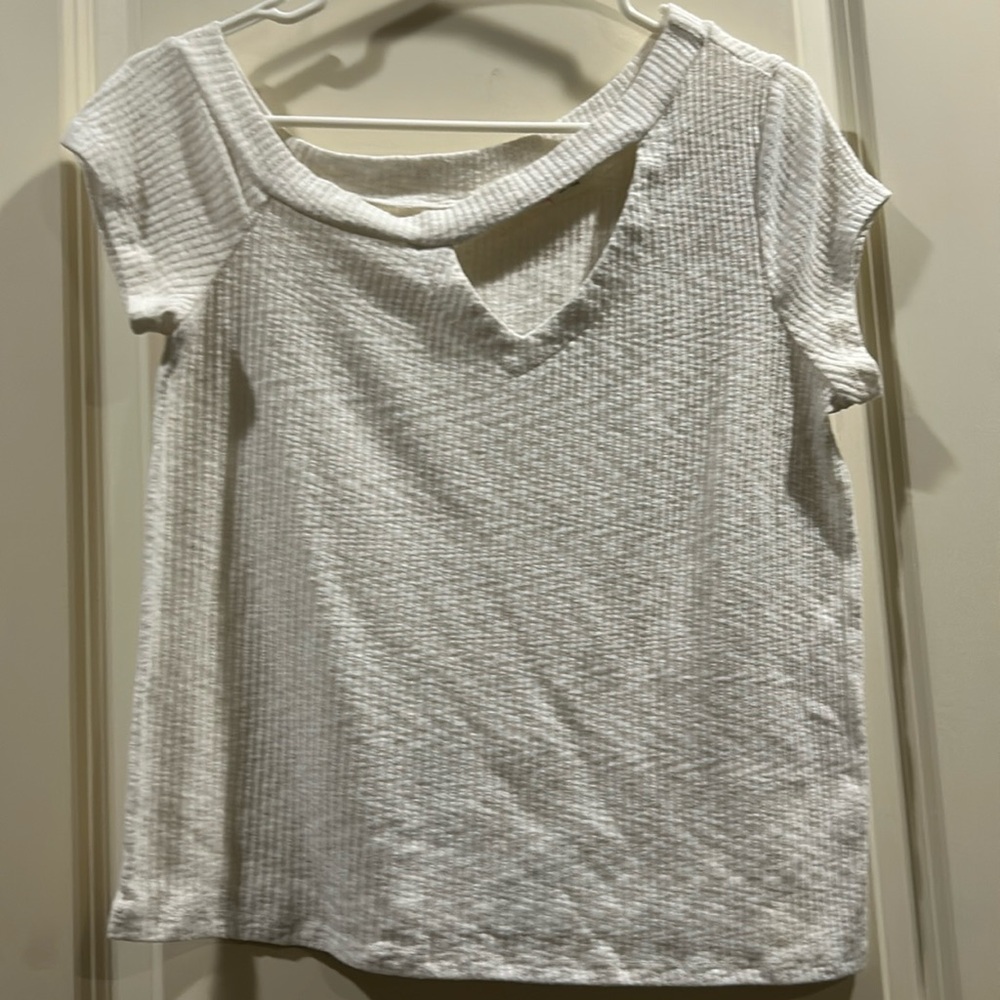 Vintage Havana  ribbed Cutout off shoulder round neck top short sleeves size M